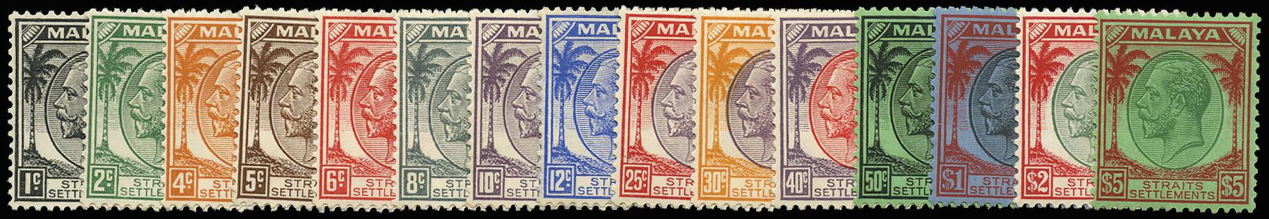 MALAYA STRAITS SETTLEMENTS SG 260/74 1936-37 SET TO $5 LPOG