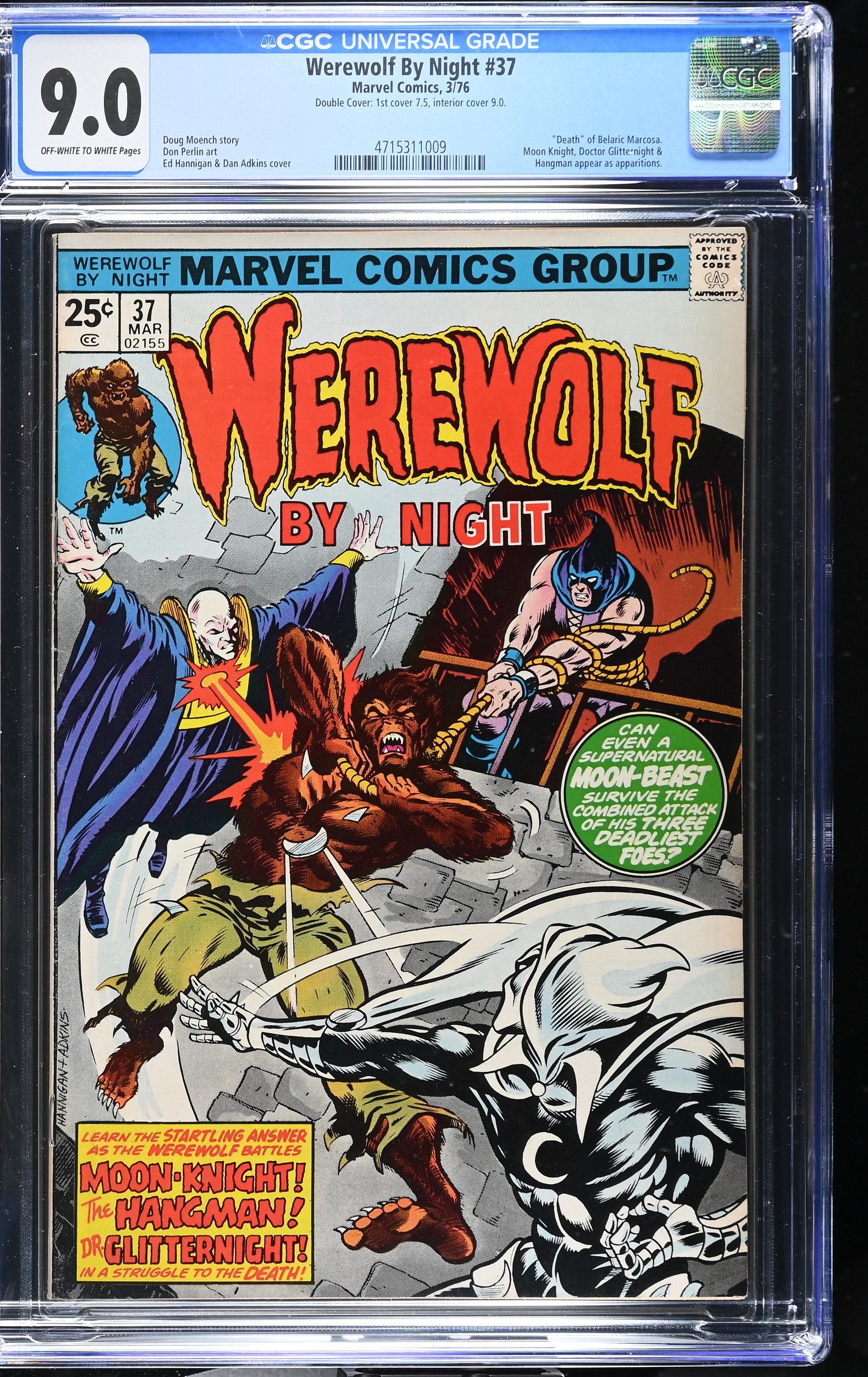 Werewolf By Night #37 CGC 9.0 Double Cover by Ed Harrigan and Dan Adkins (Marvel Comics, 1976) Off-White to White Pages