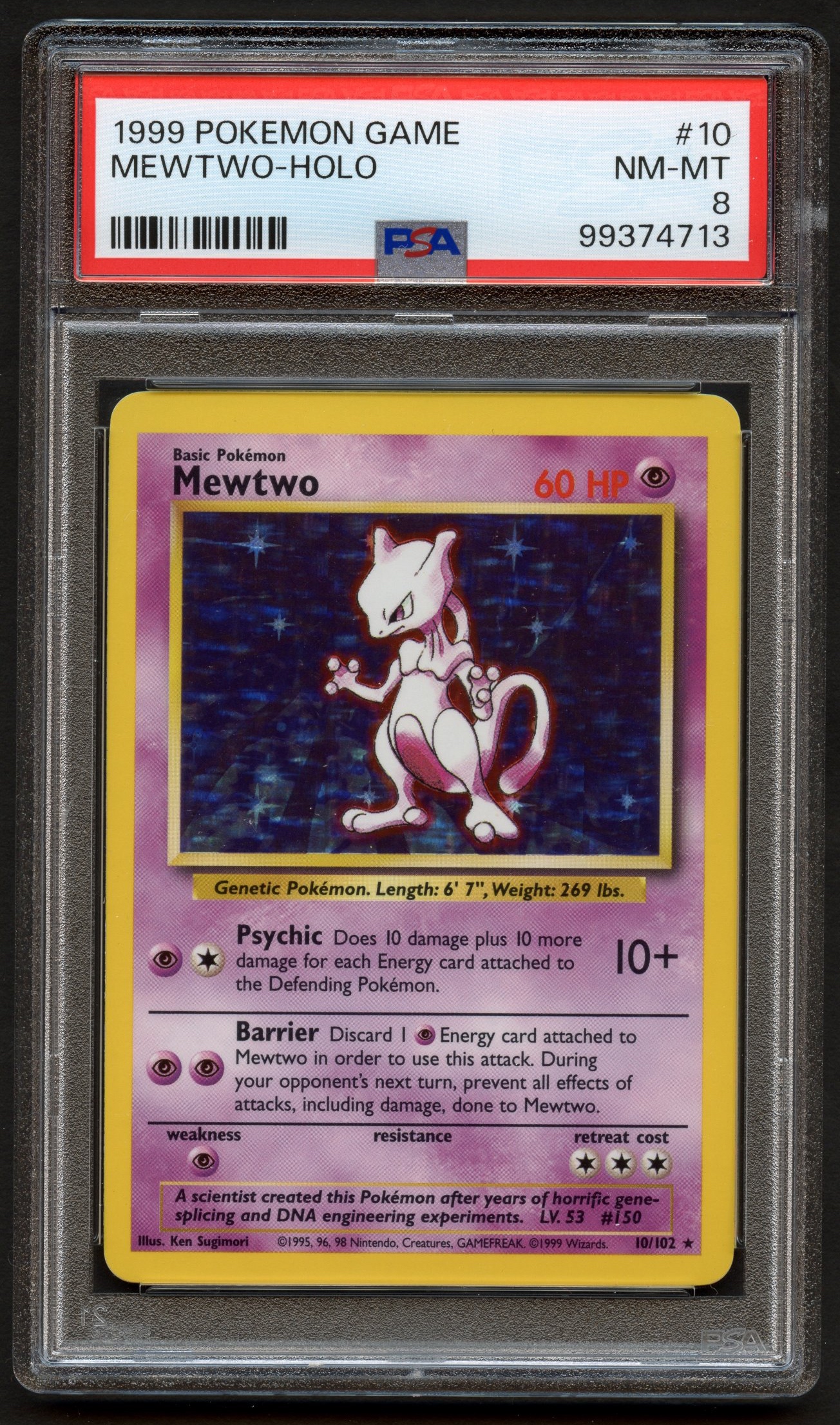 PSA 8 Mewtwo Holo #10 Base Set