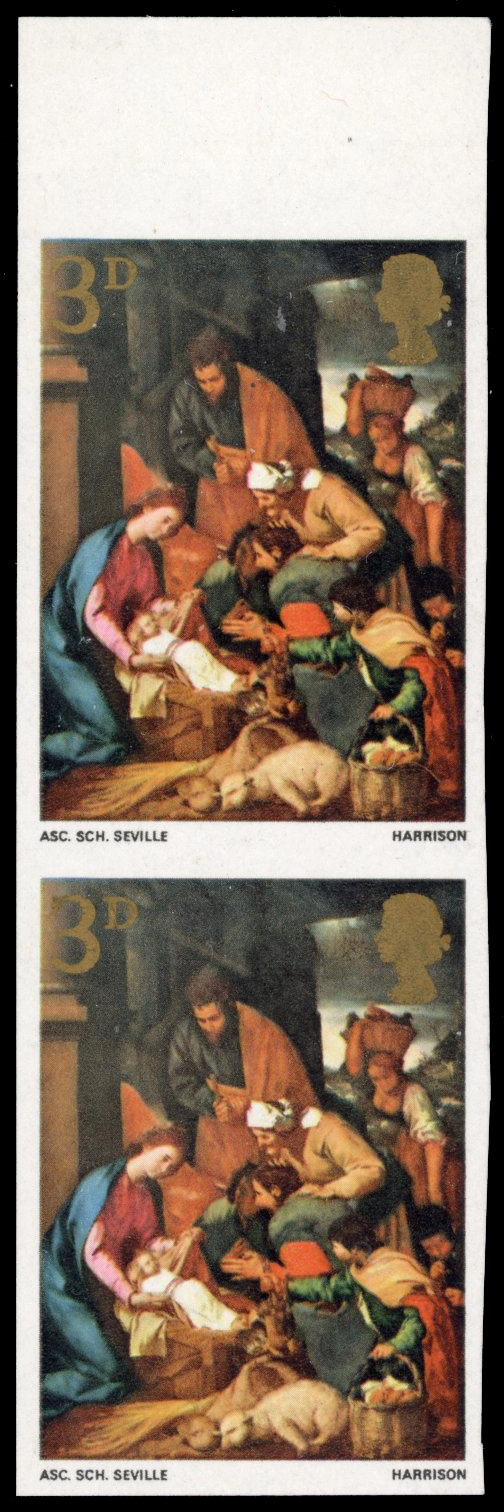 GB SG 756 1968 3d Christmas plate proof pair