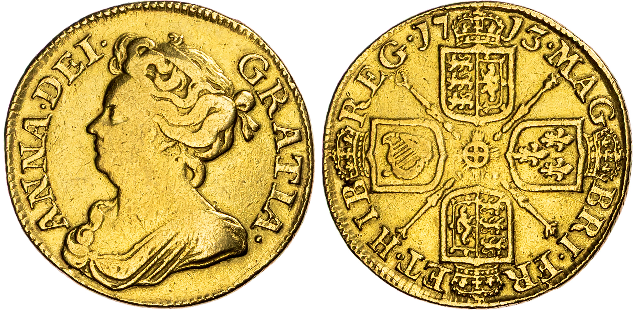 Anne (1702-1714), AV Guinea, 1713.