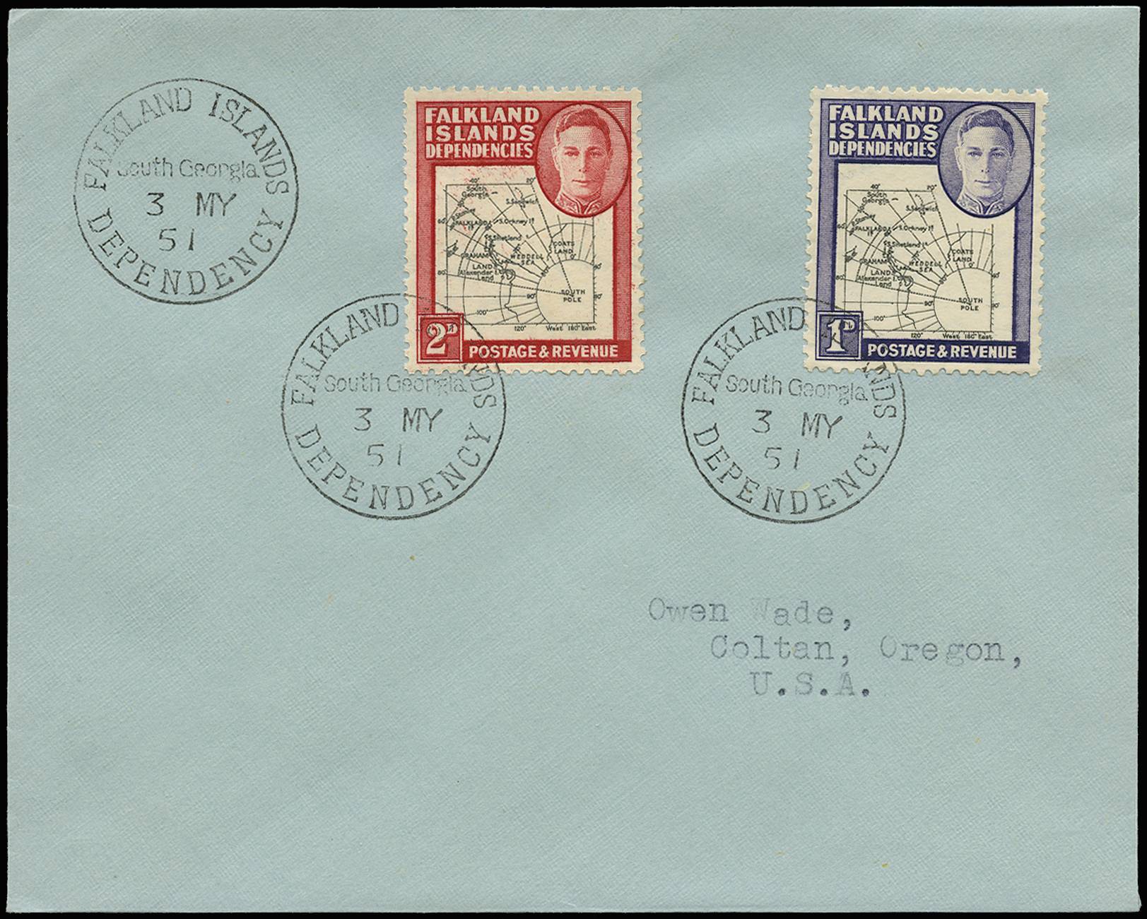 FALKLAND ISLANDS DEPENDENCIES SG G2, G3b 1951 COVER