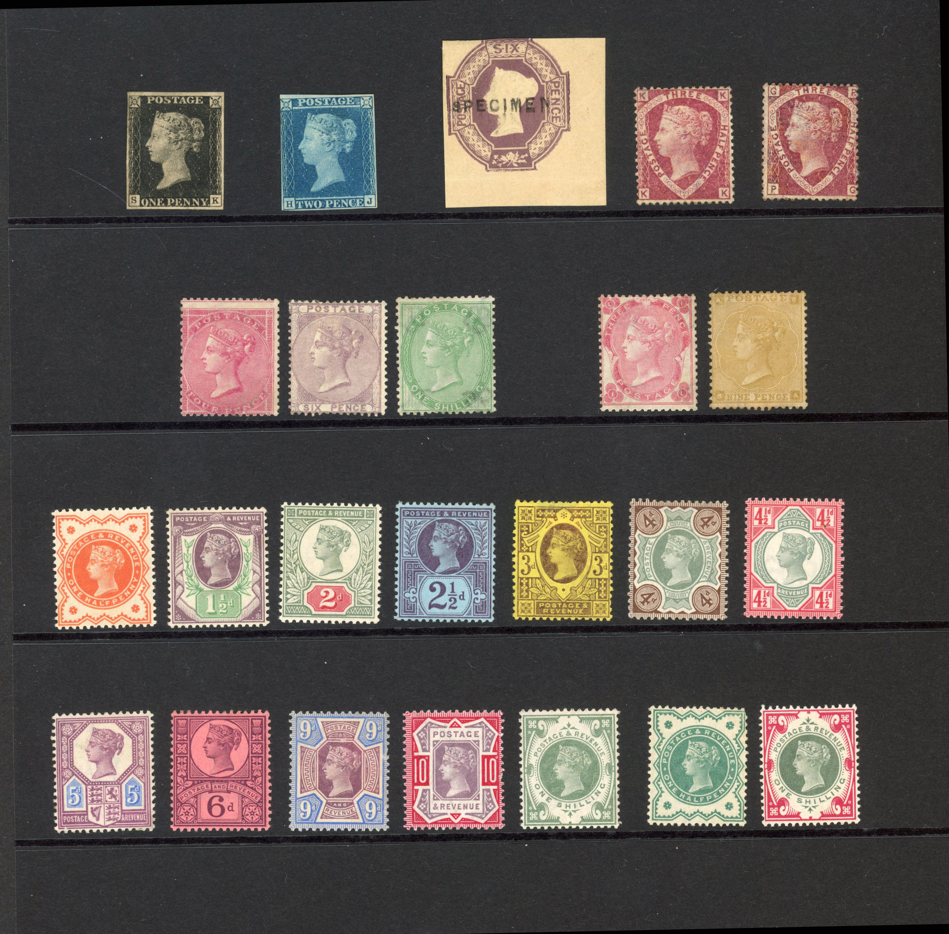 GB 1840-1900 mint/unused selection arranged on a Hagner page