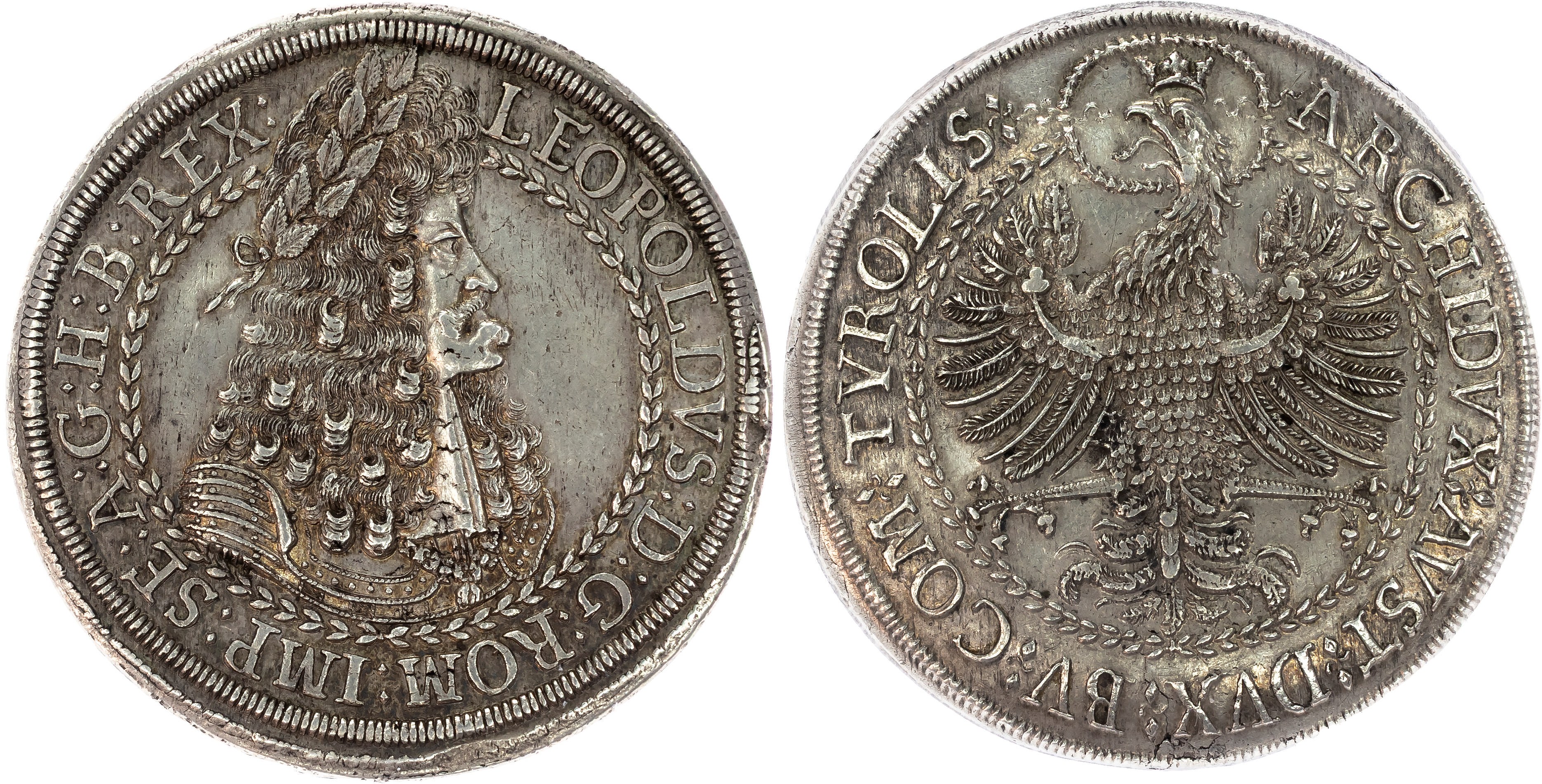 Austria , Holy Roman Empire , Leopold I (1657-1705), silver Double Taler, no date (1686-1696), Hall, 57.42g (D…