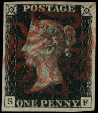 1840 1d black Plate 6 (SF), four good to...