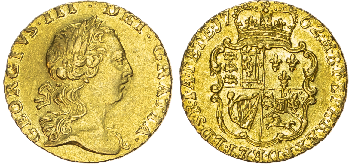 George III (1760-1820) Quarter Guinea, 1762.