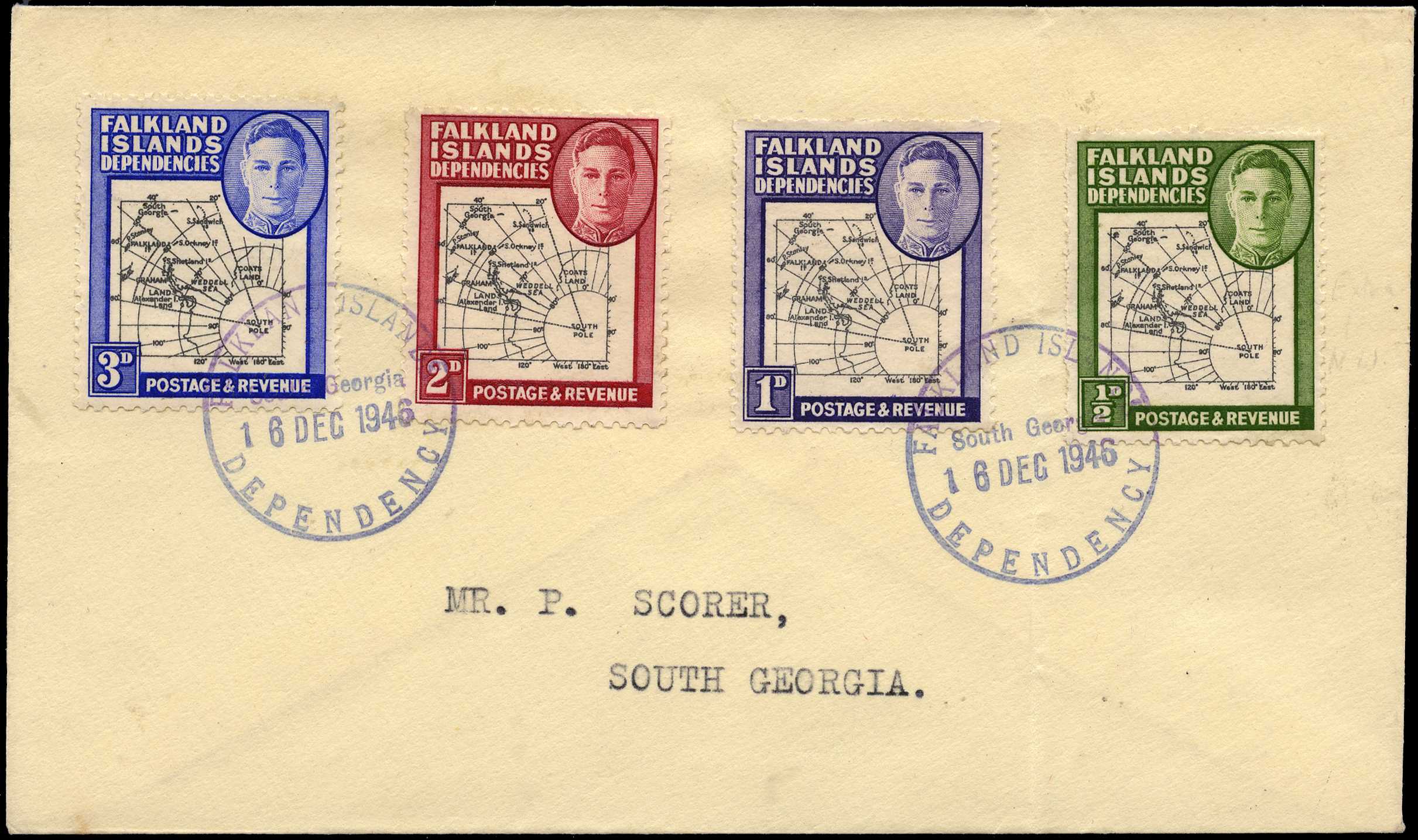 1946 Thick Map ½d - 3d values on local cover...