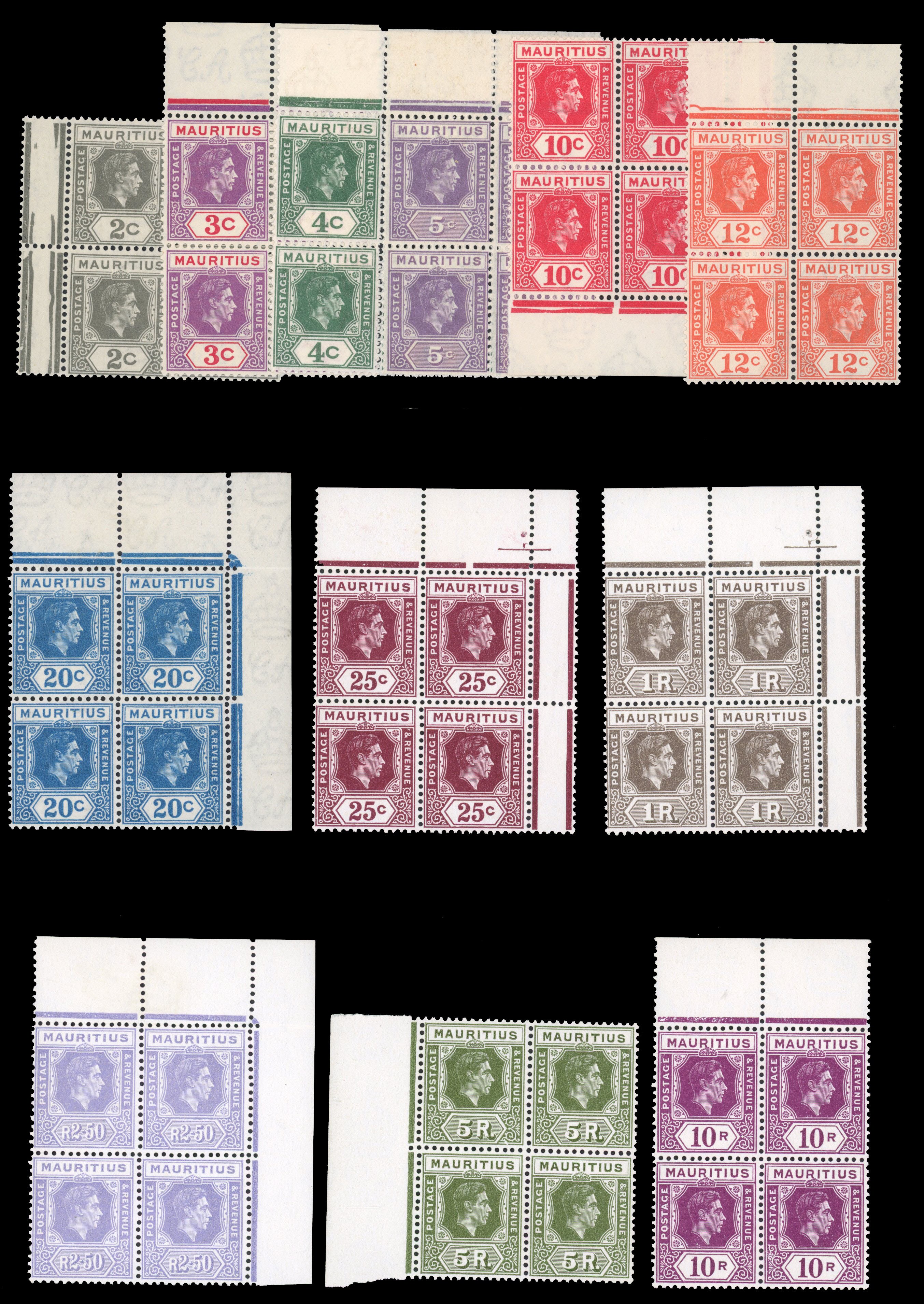 Mauritius SG 252-263a blocks mint