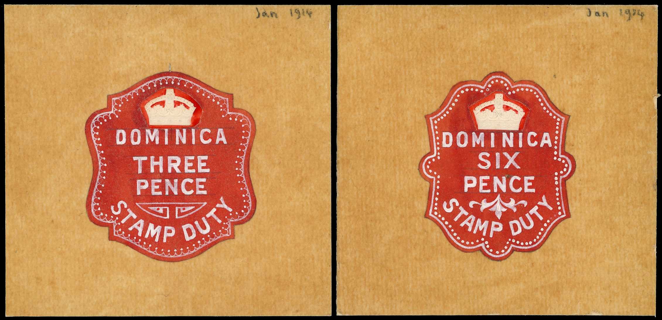Embossed Revenue: 1914 (Jan) hand painted...