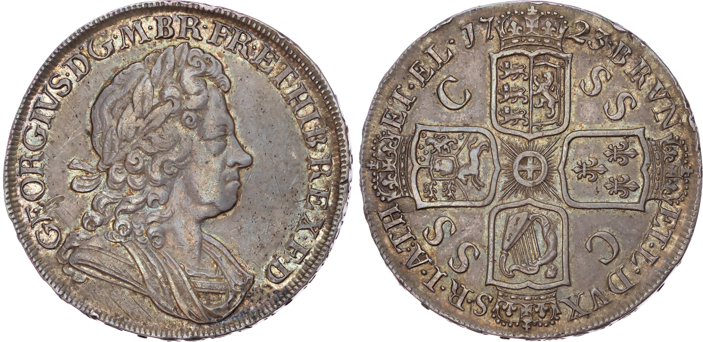 George I (1714-1727), AR Crown, 1723, DECIMO, South Sea Company.