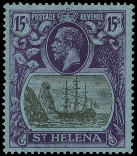 1922-37 15/- grey and purple on blue, large...