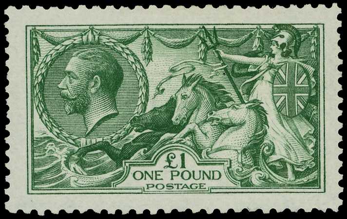 1913 Waterlow £1 green, unmounted o.g.,...
