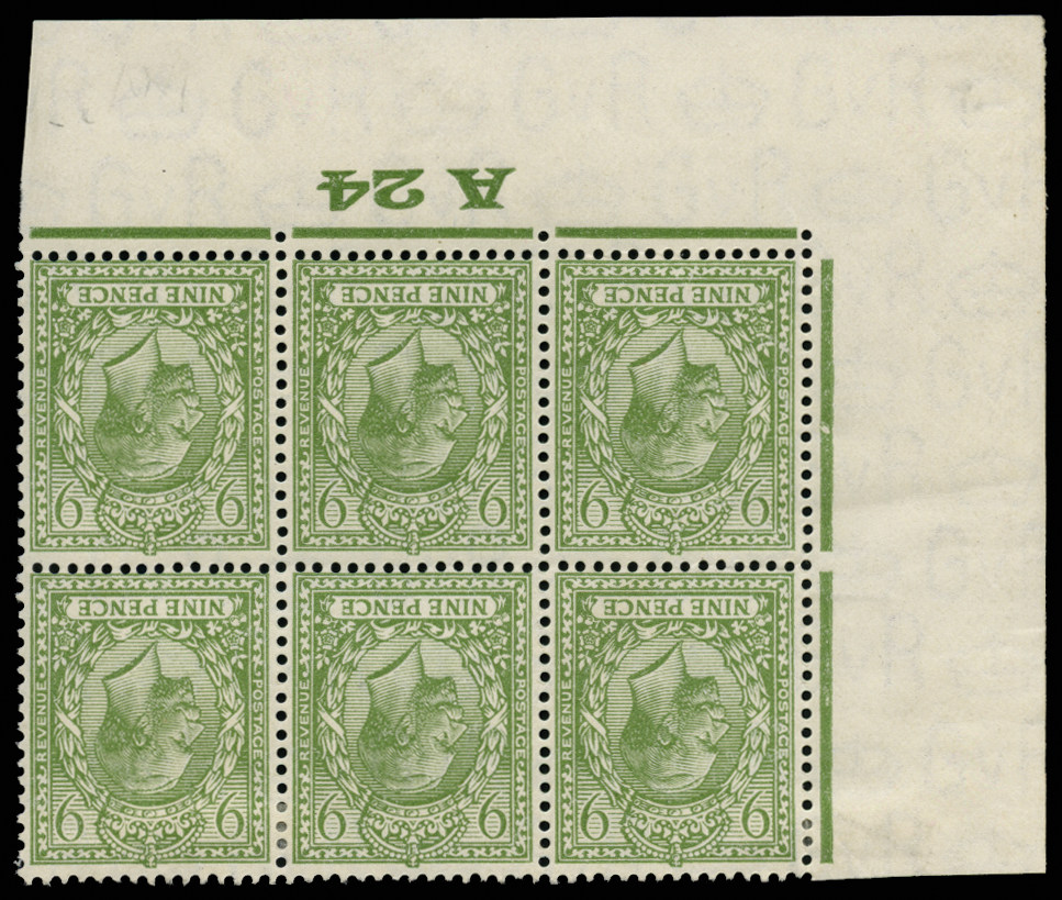 GB 1924  SG427wi Mint Wmk Inverted Control A24 block