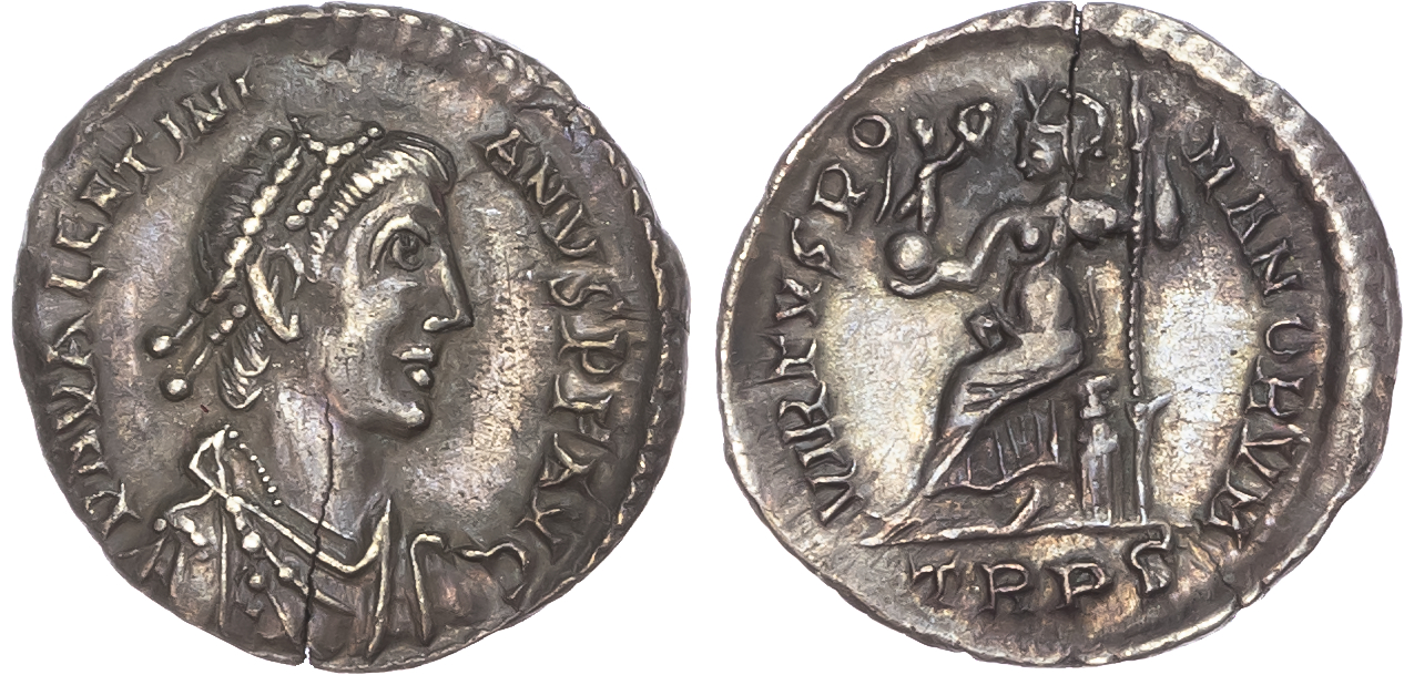 Valentinian II (AD 375-392) AR Siliqua, Trier, 1.90g. 