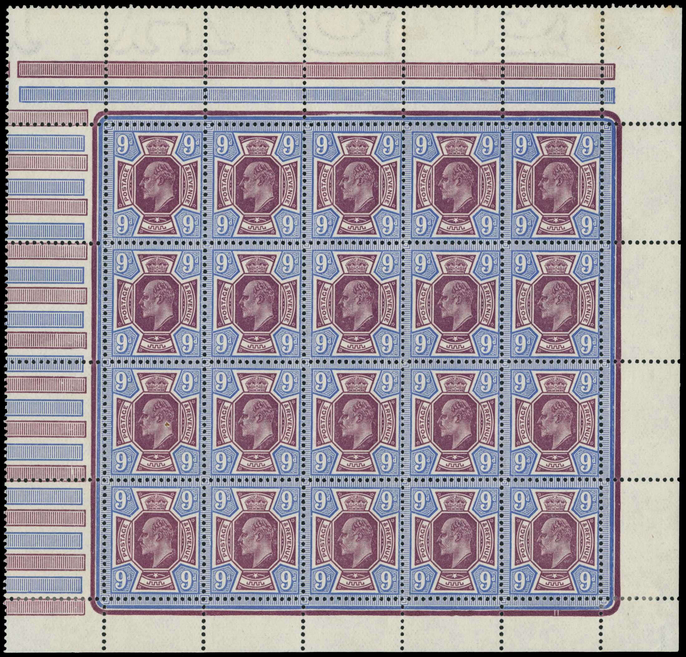 1912 9d slate-purple & cobalt-blue (F). A...