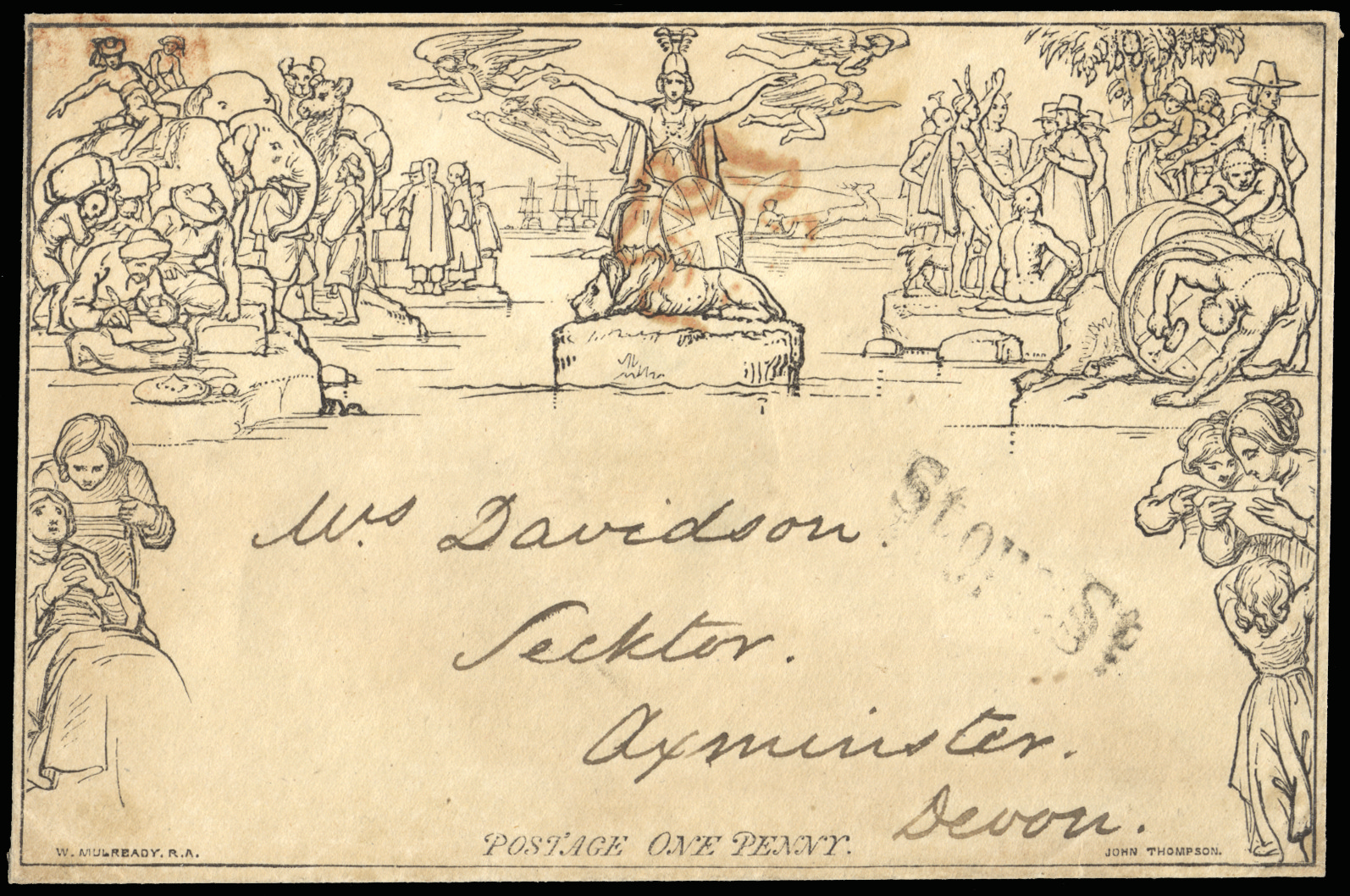 GB SGME2 1840 1d Mulready Envelope used May 6th 1840