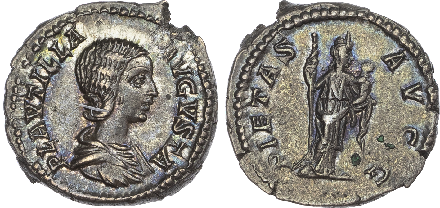 Plautilla (AD 202-205) AR Denarius, Rome, AD 204, 3.72g. 