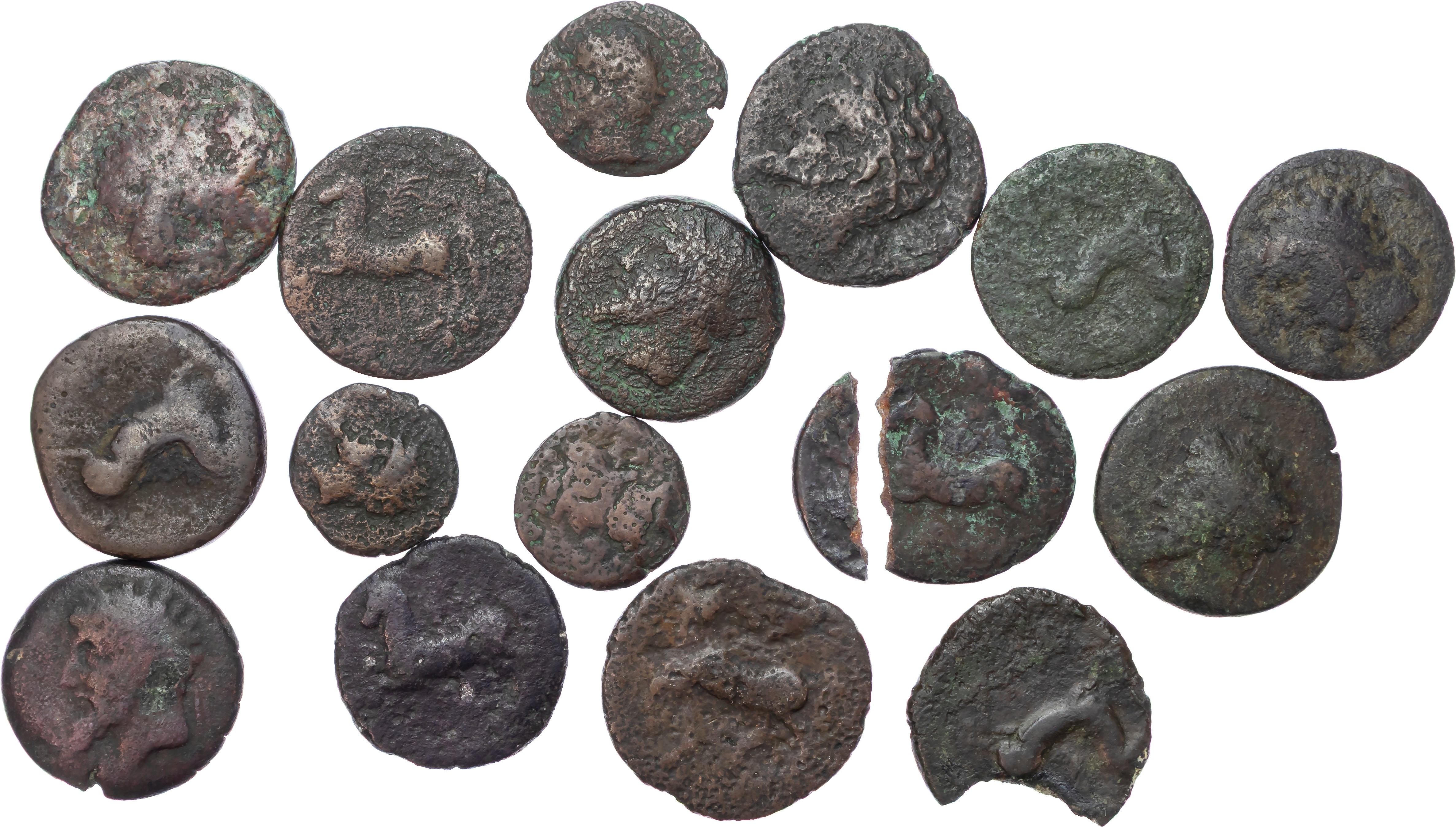 Numidia, Massinissa or Micipsa (c. 203-148 BC or 148-118 BC) Group of 16 Fractional Units, Varying weights.