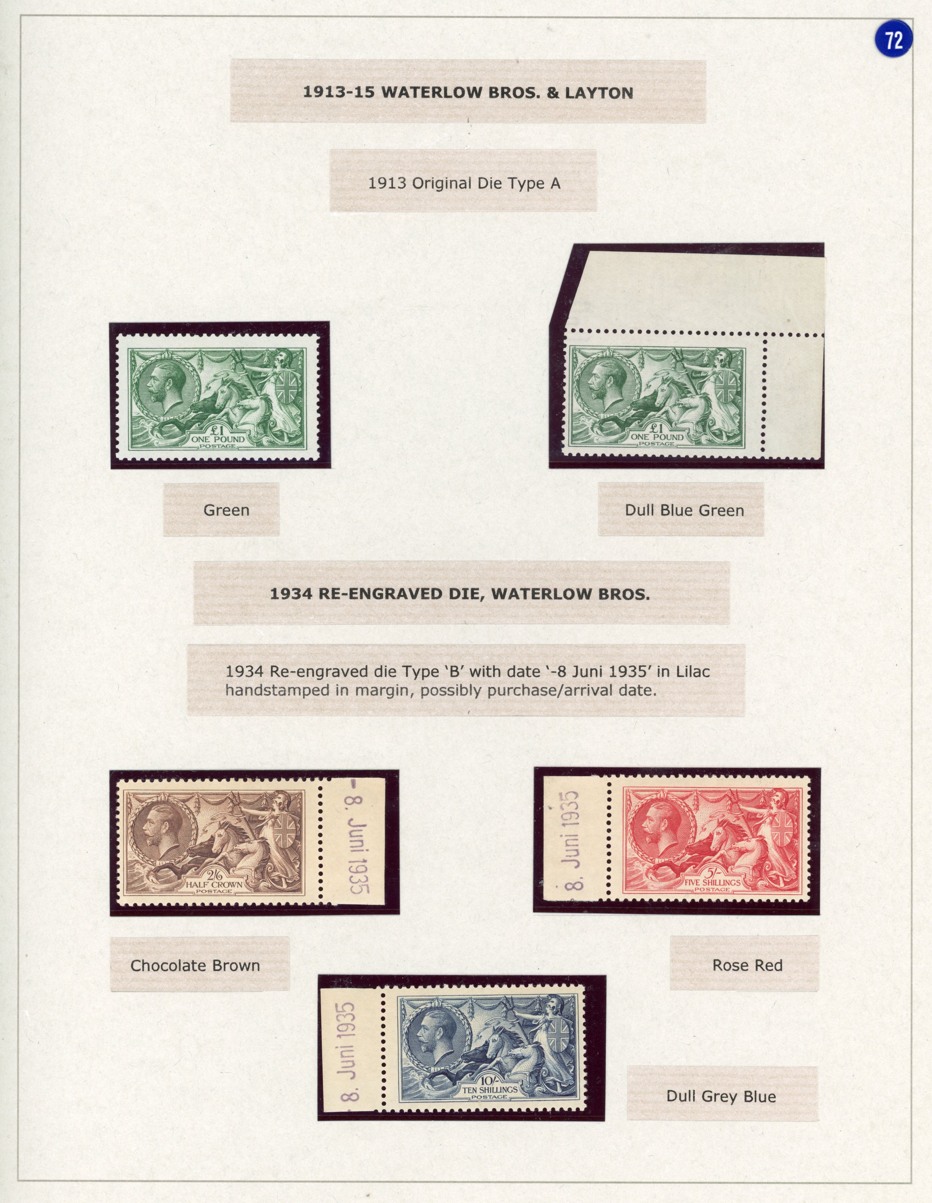 GB 1913-34 Seahorse mint selection