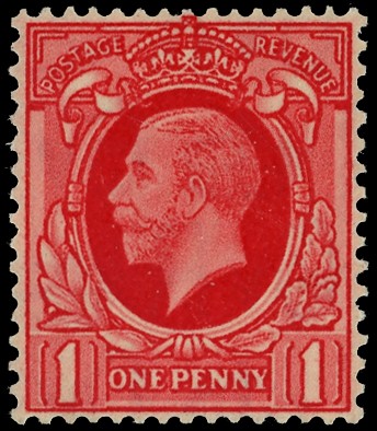 1934-36 1d scarlet variety, PRINTED ON THE GUMMED SIDE.