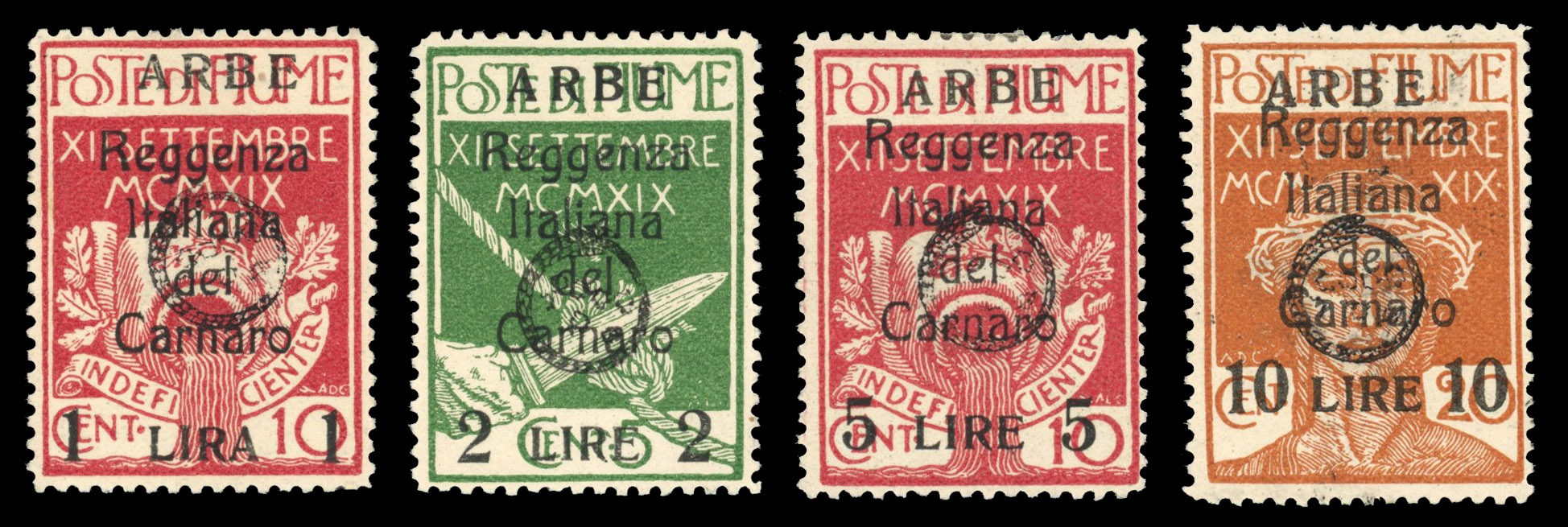 Italy Fiume Arbe and Veglia 1920 unissued set of 4 large part o.g.