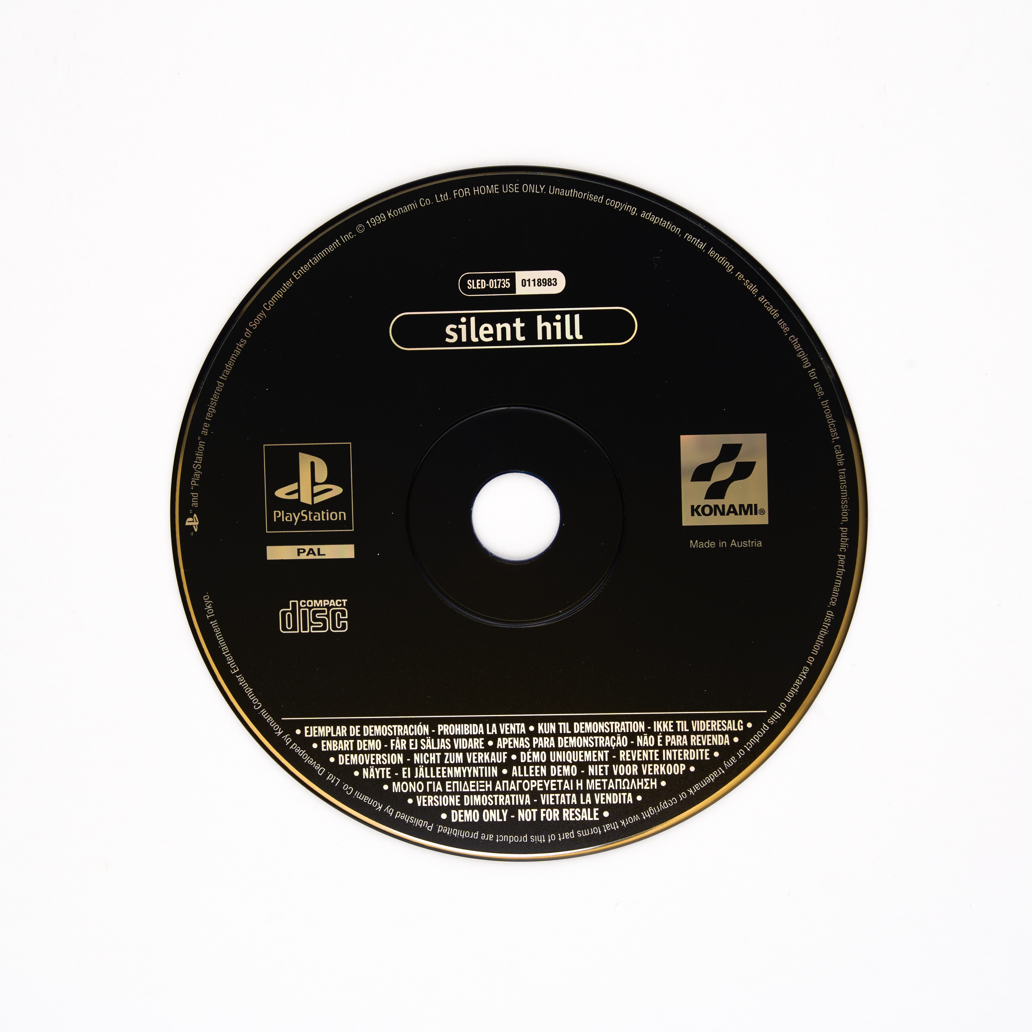 Sony  - Silent Hill Demo Disk  PAL - Playstation  - Loose Disk 
