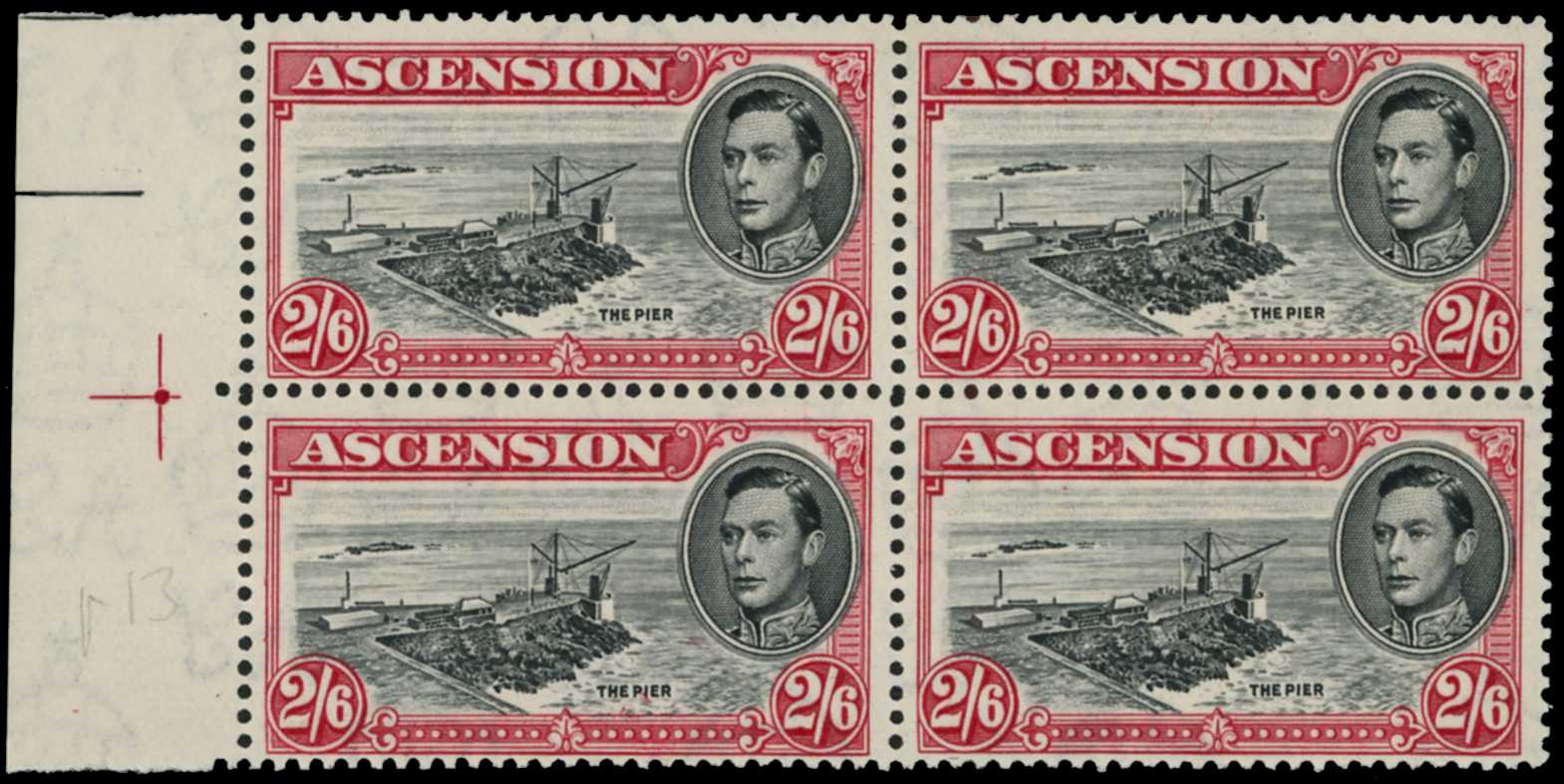 1938-53 2s6d KGVI black and deep carmine perf...