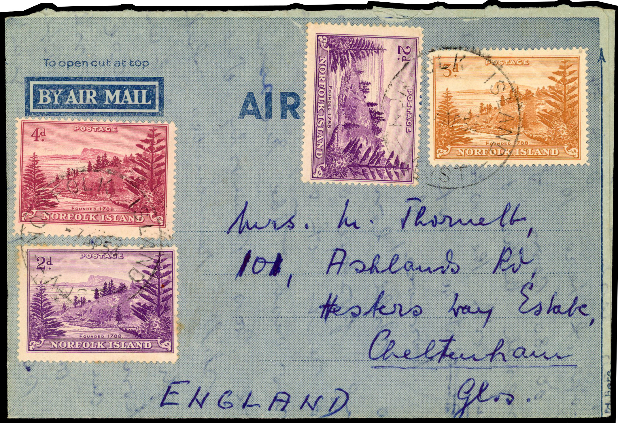 Norfolk Island 1954 air letter
