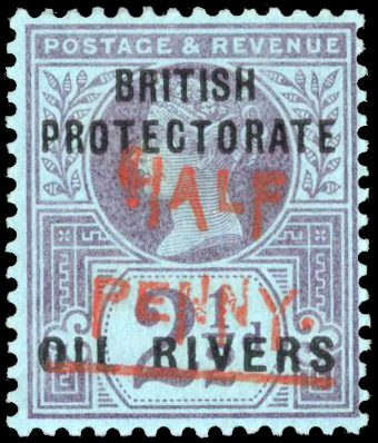 Niger Coast SG 31 1893 ½d on 2½d surcharge Type 9 mint