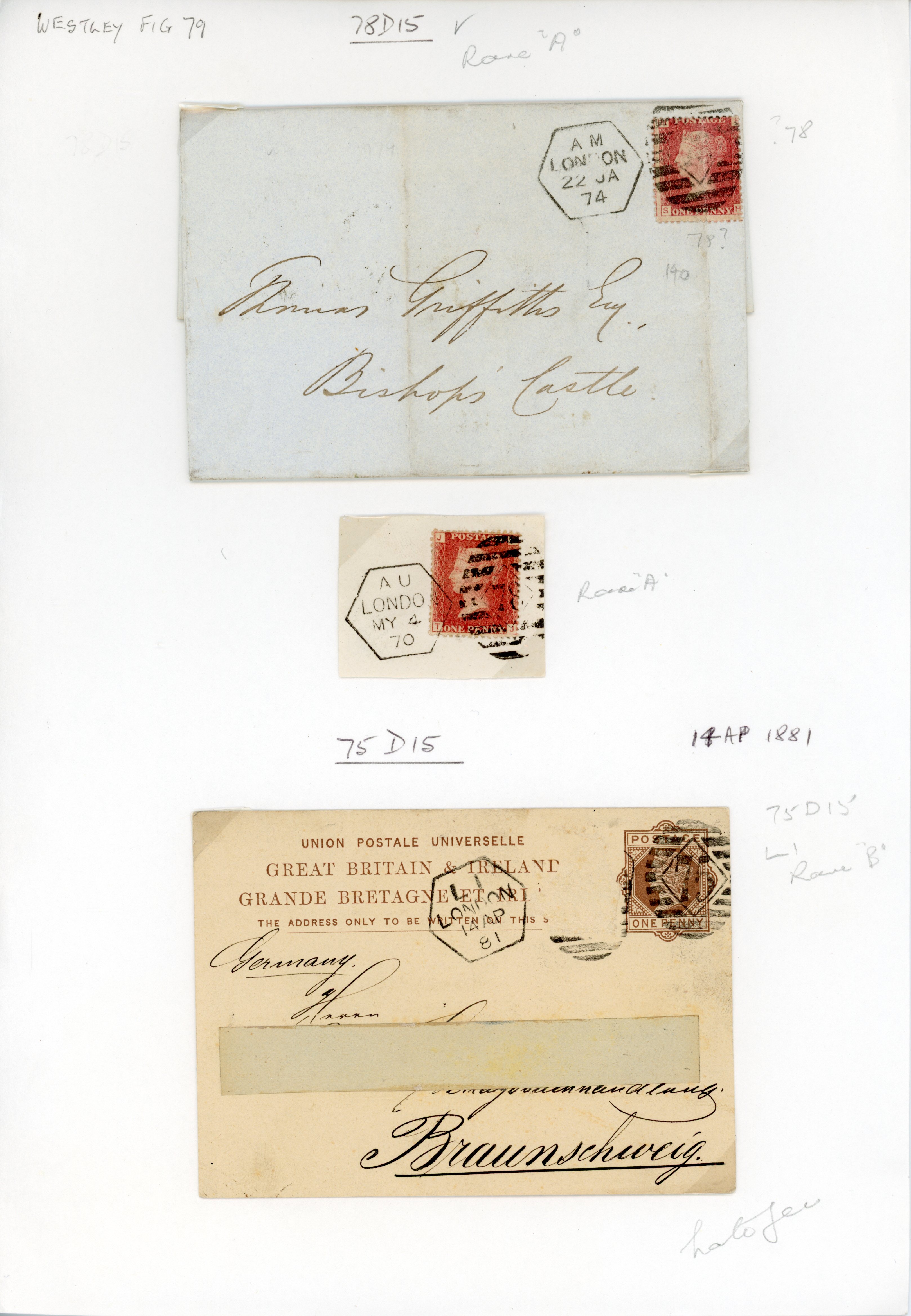 GB 1870-1900 Late Fee hexagonal datestamp group of covers 