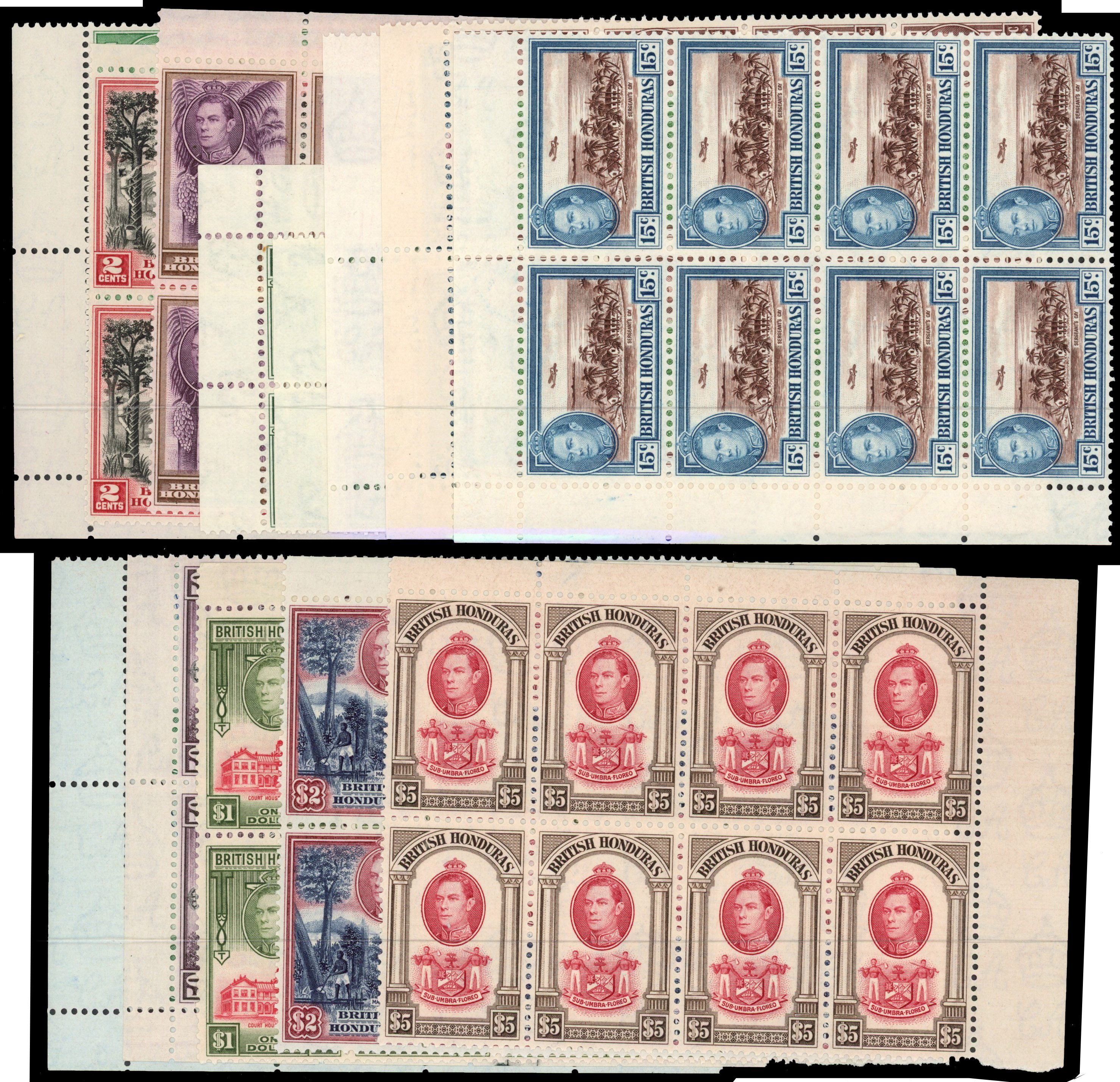 British Honduras SG 150-161 blocks mint