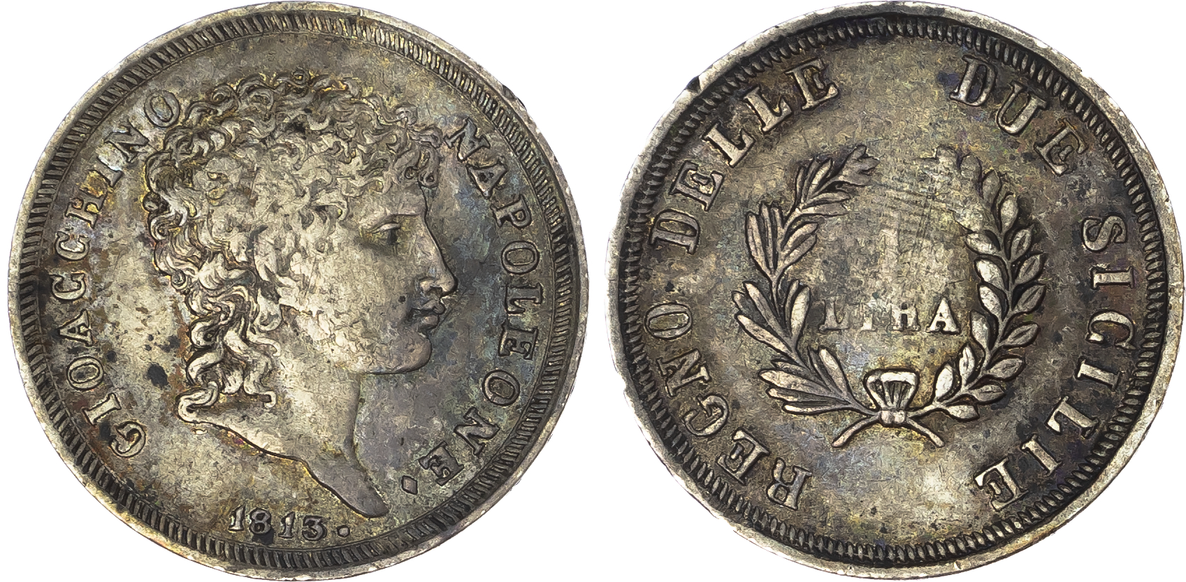 Italy, Naples. Jaochim Murat AG 1 Lira. 1813. 