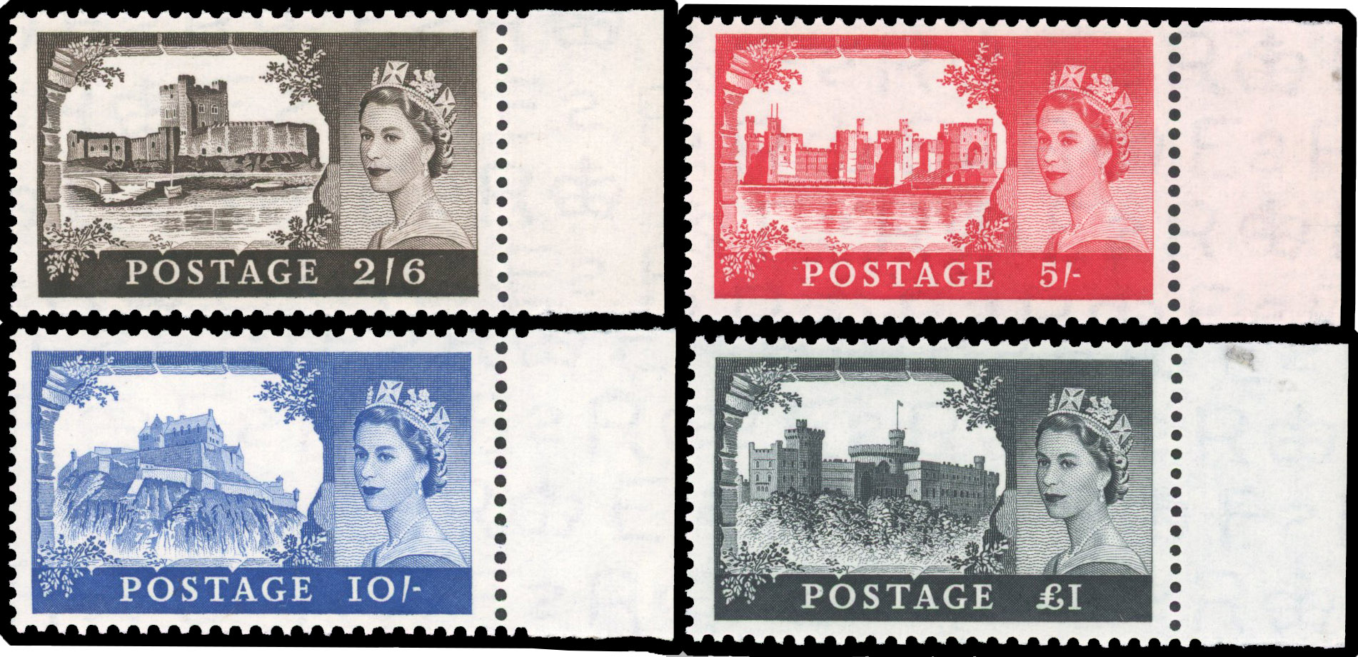 GB DLR Castles 1st ptg U/M SG 536a-539a 