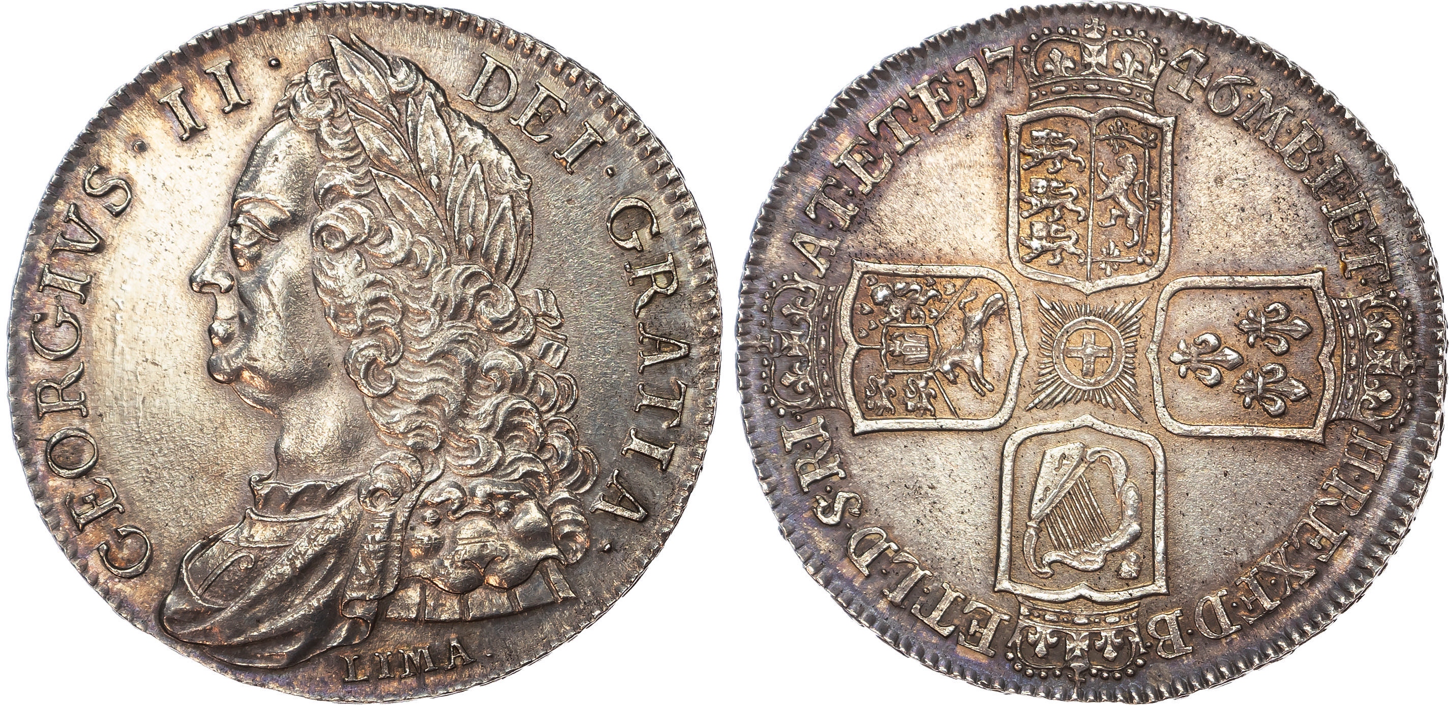 George II (1727-1760) Crown, LIMA, D. NONO.