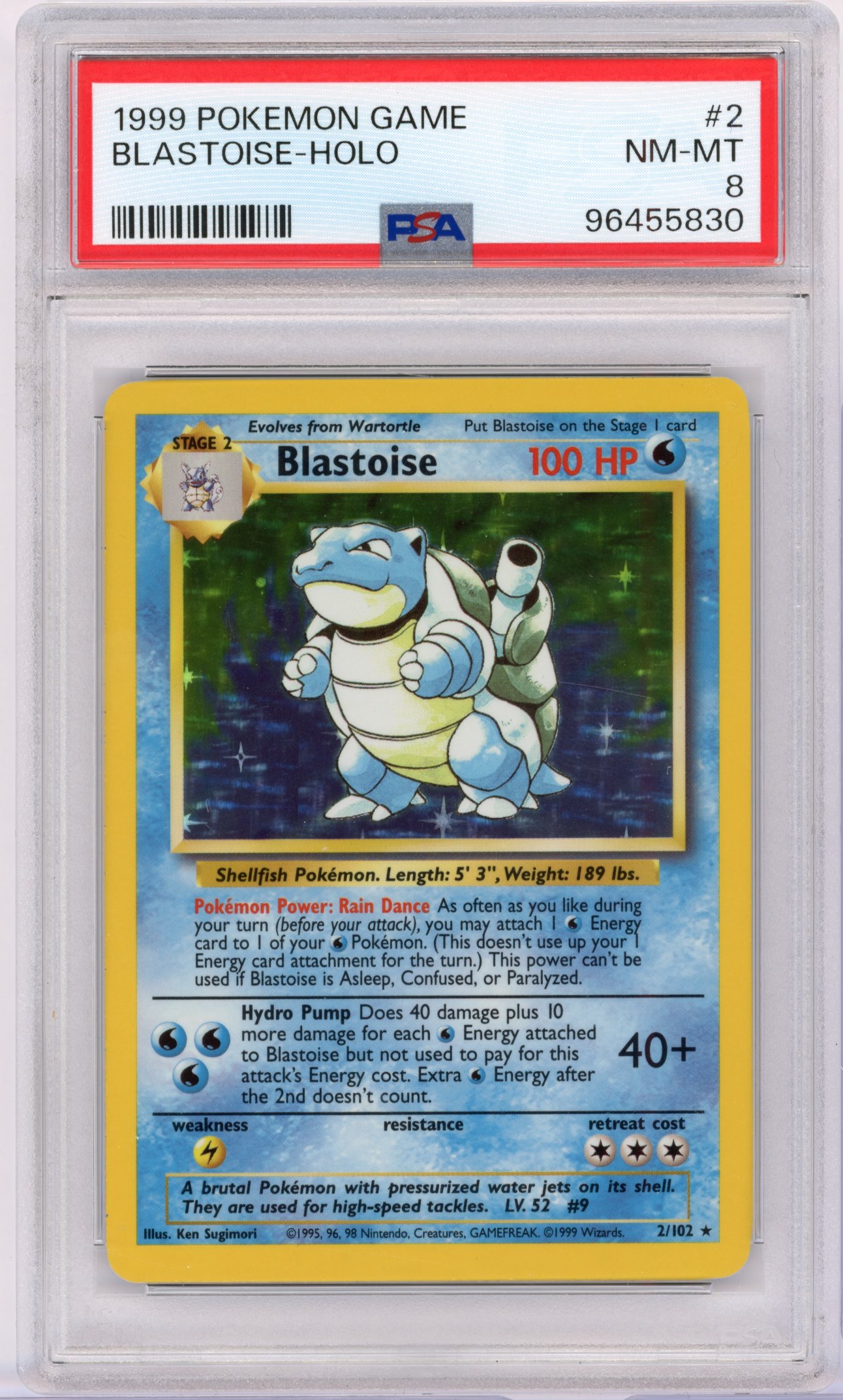PSA 8 Blastoise #2 Holo Base Set