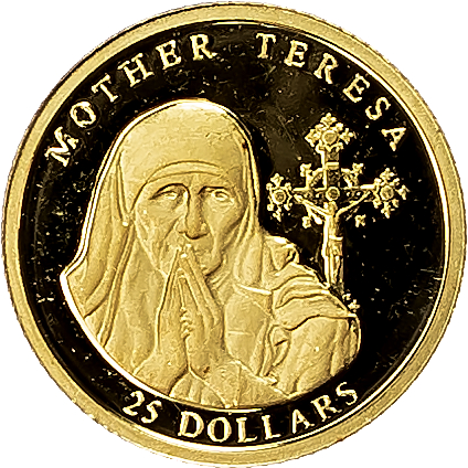 Liberia. Mother Theresa AV 25 Dollars Proof. 2003.