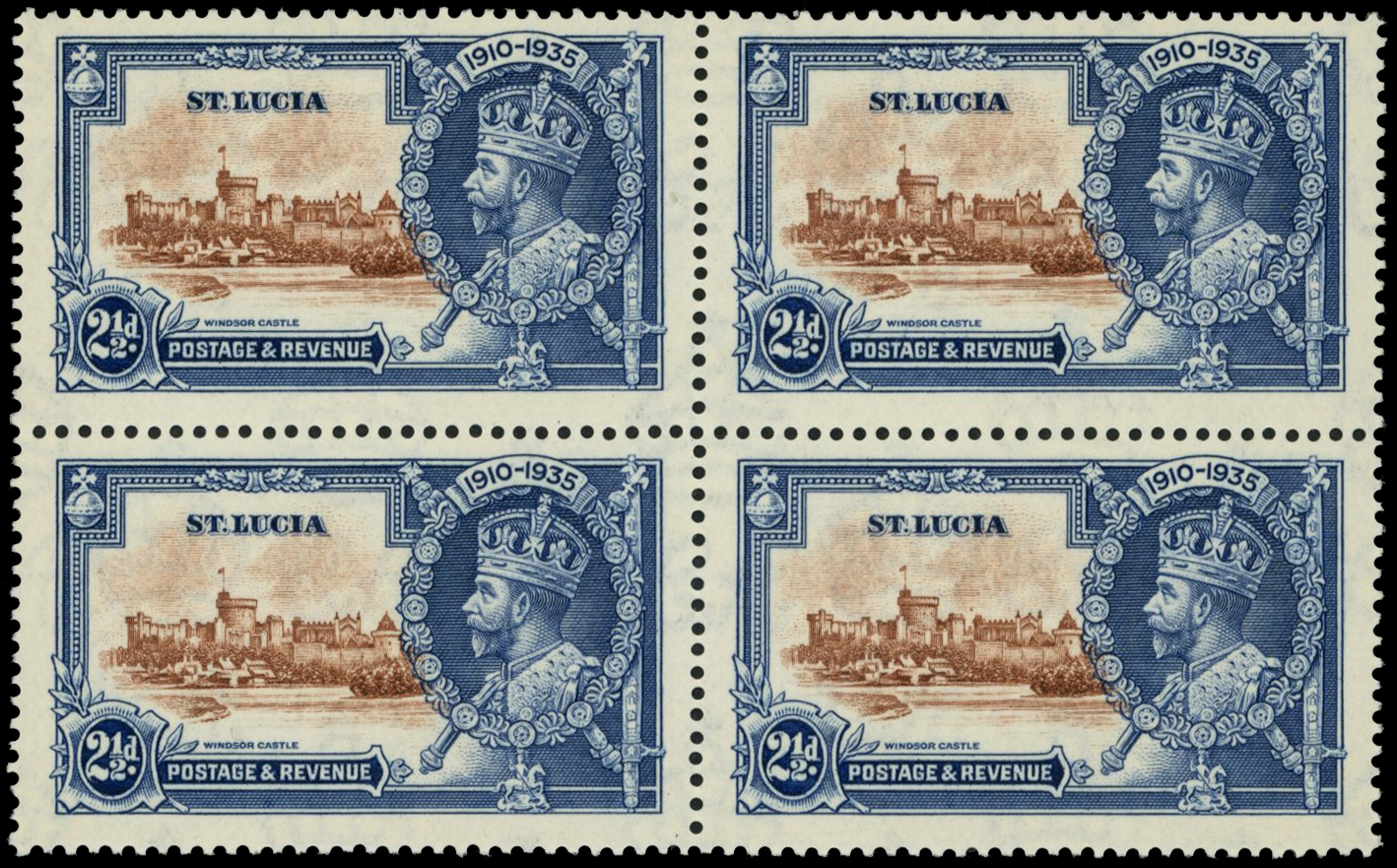 1935 2½d brown and deep blue Silver...