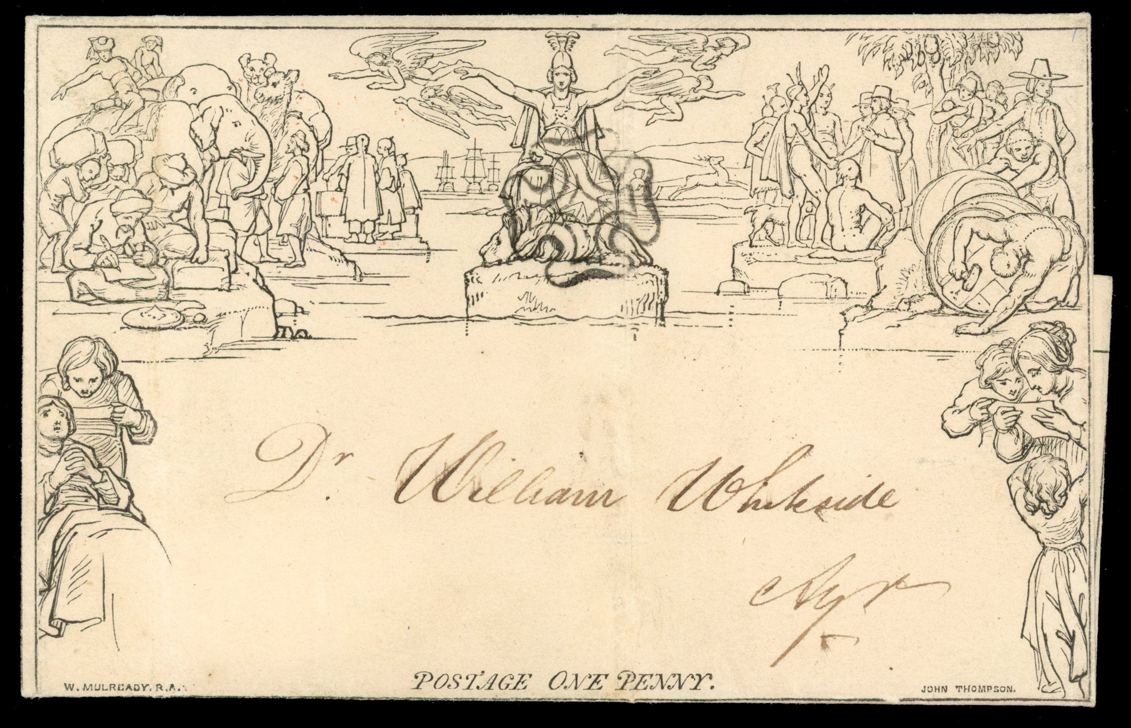 GB 1840 1d Mulready lettersheet A254 to Ayr