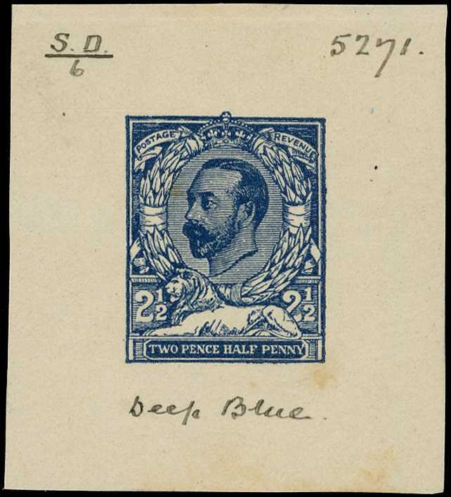1911 2½d Hentschel essay printed in deep blue...