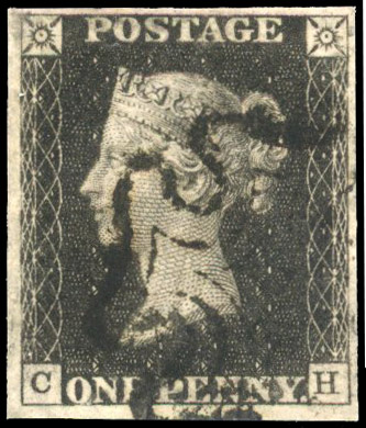 Great Britain 1d black Plate 9 (CH) black MC