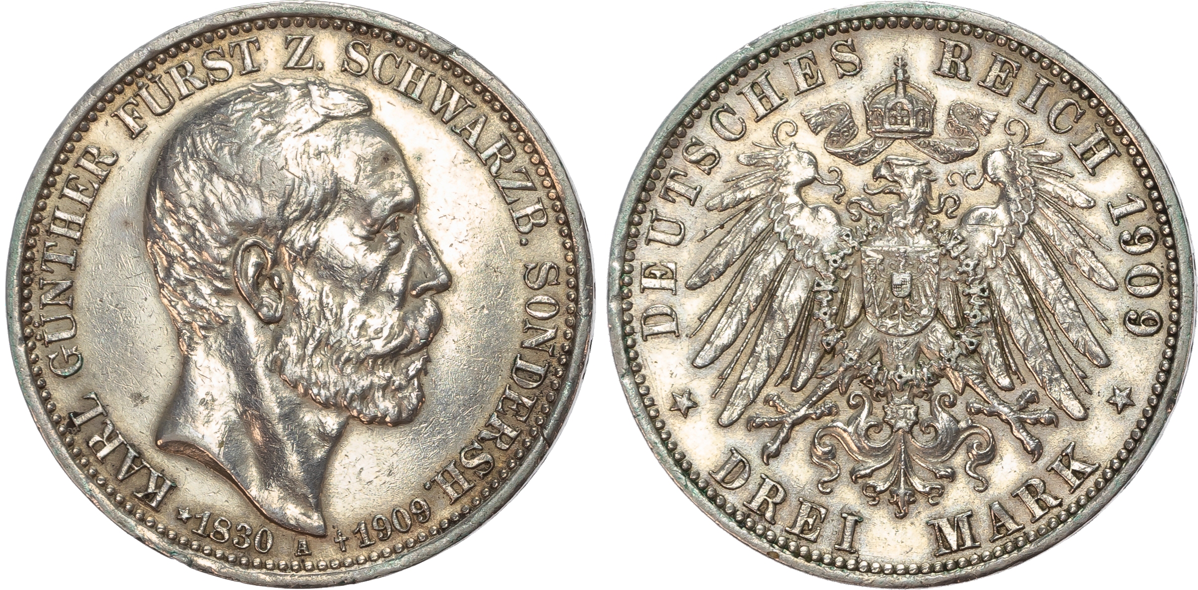 Germany, Schwarzburg-Sonderhausen, Karl Günther (1893-1911), Death of Karl Günther, silver 3 Marks.