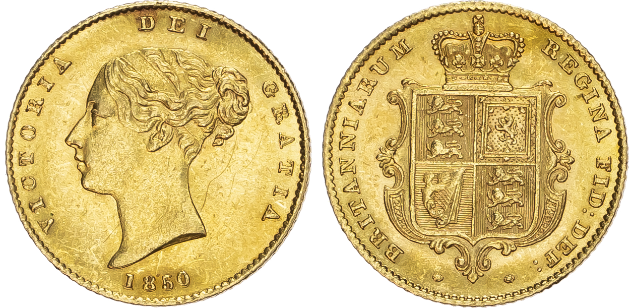 Victoria (1837-1901) Half Sovereign, 1850, type A1