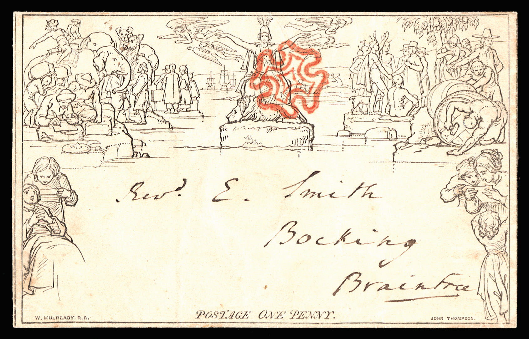 Great Britain 1840 1d Mulready lettersheet Forme 3 Stereo A35. Very fine unfolded used example sent from London to…