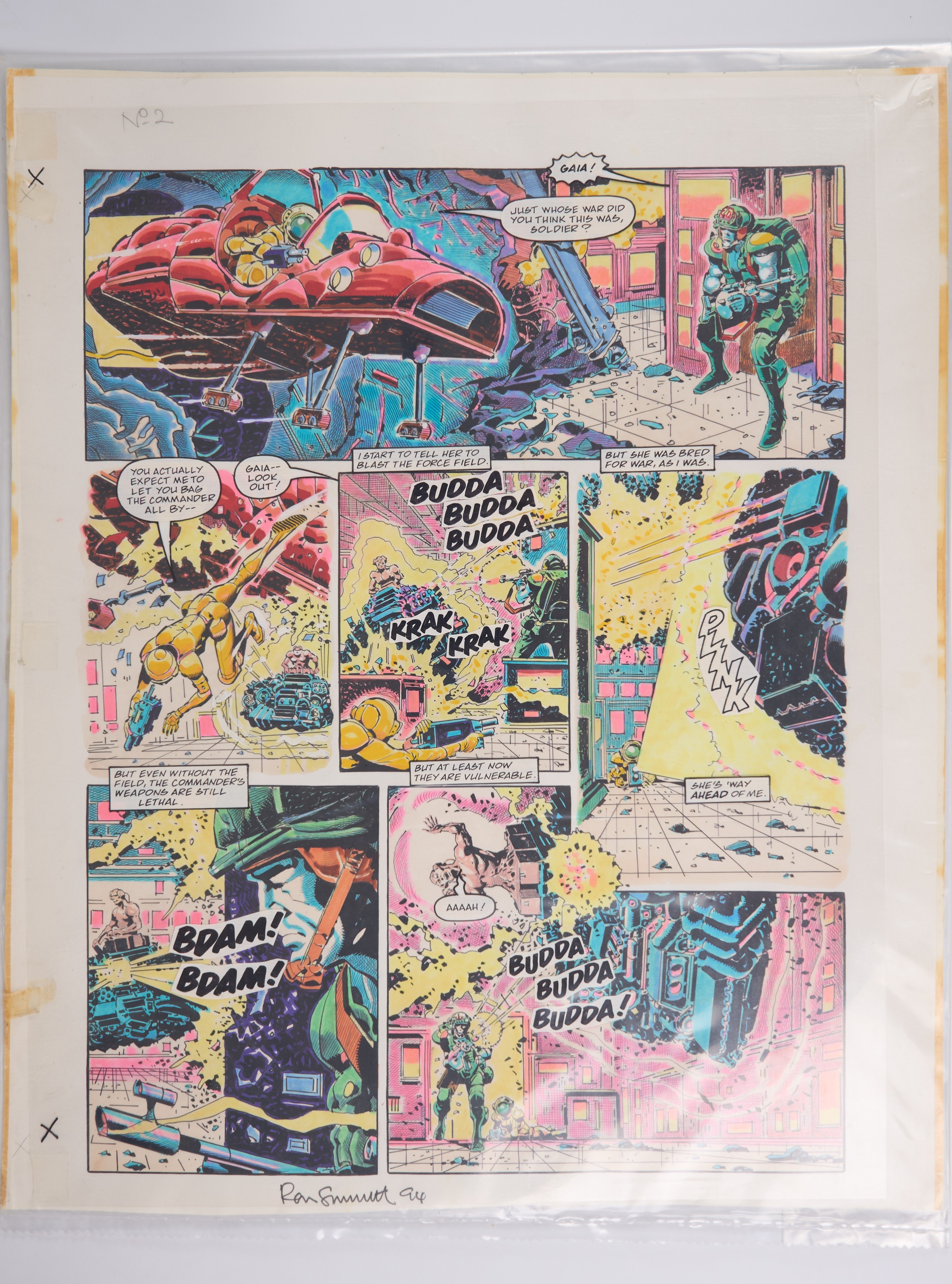 Ron Smith 2000 AD Prog #723 Golden Fox Rebellion Colour Story Pages (Fleetway, 1991) Total 7