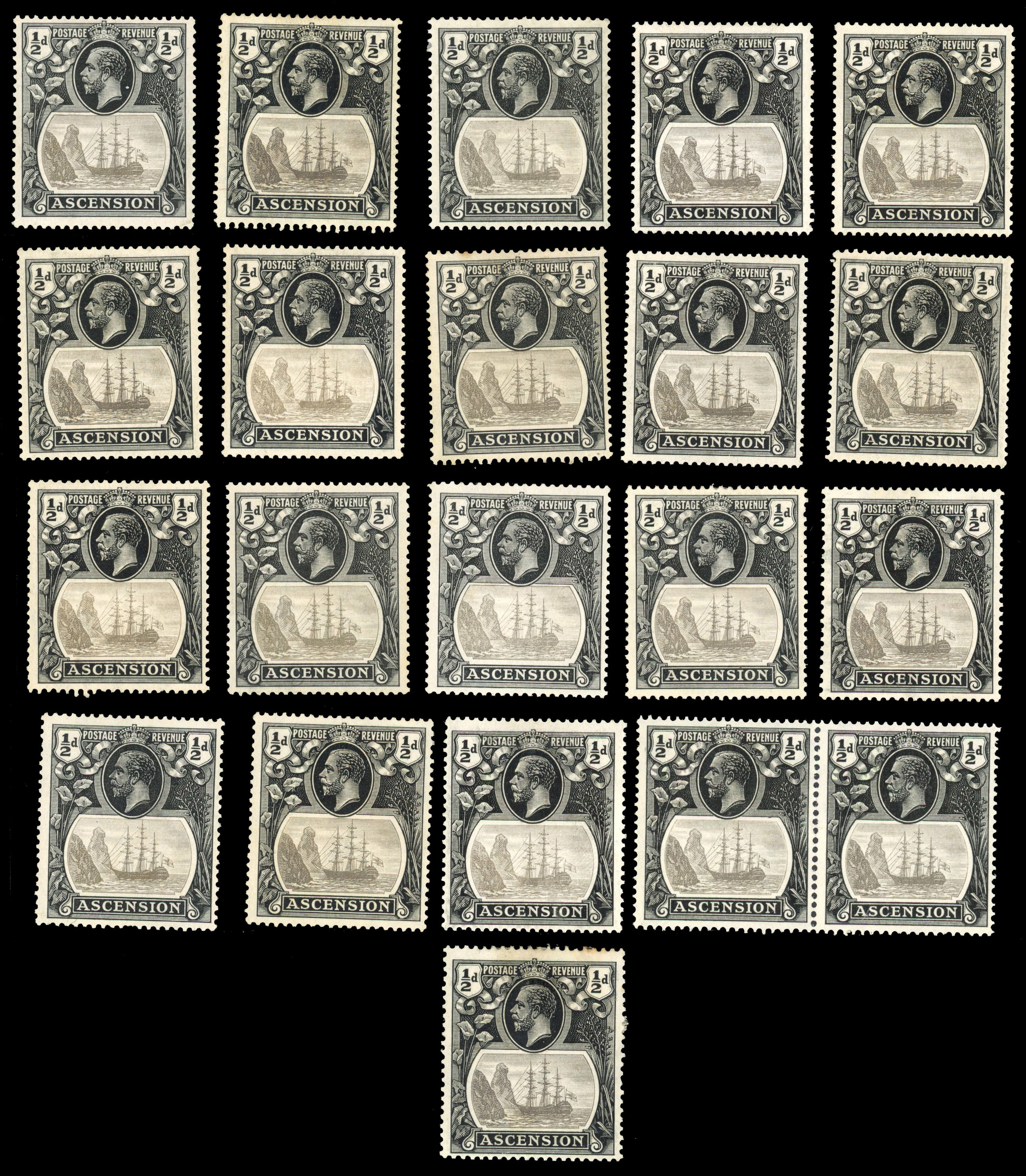 Ascension SG 10-20 accumulation on Hagner sheets mint