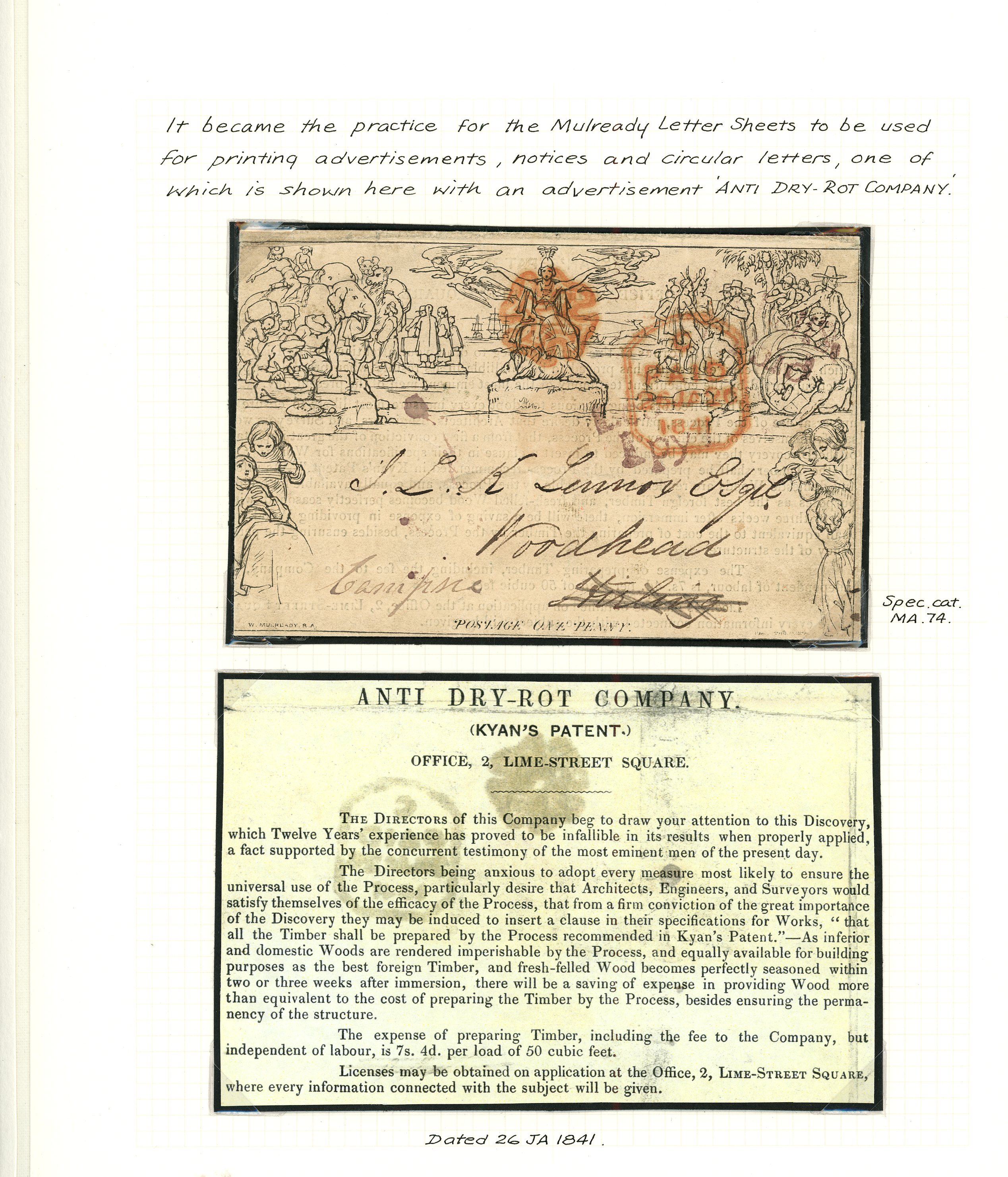 1840 1d Mulready Lettersheet Forme 1 Substituted Stereo A31.