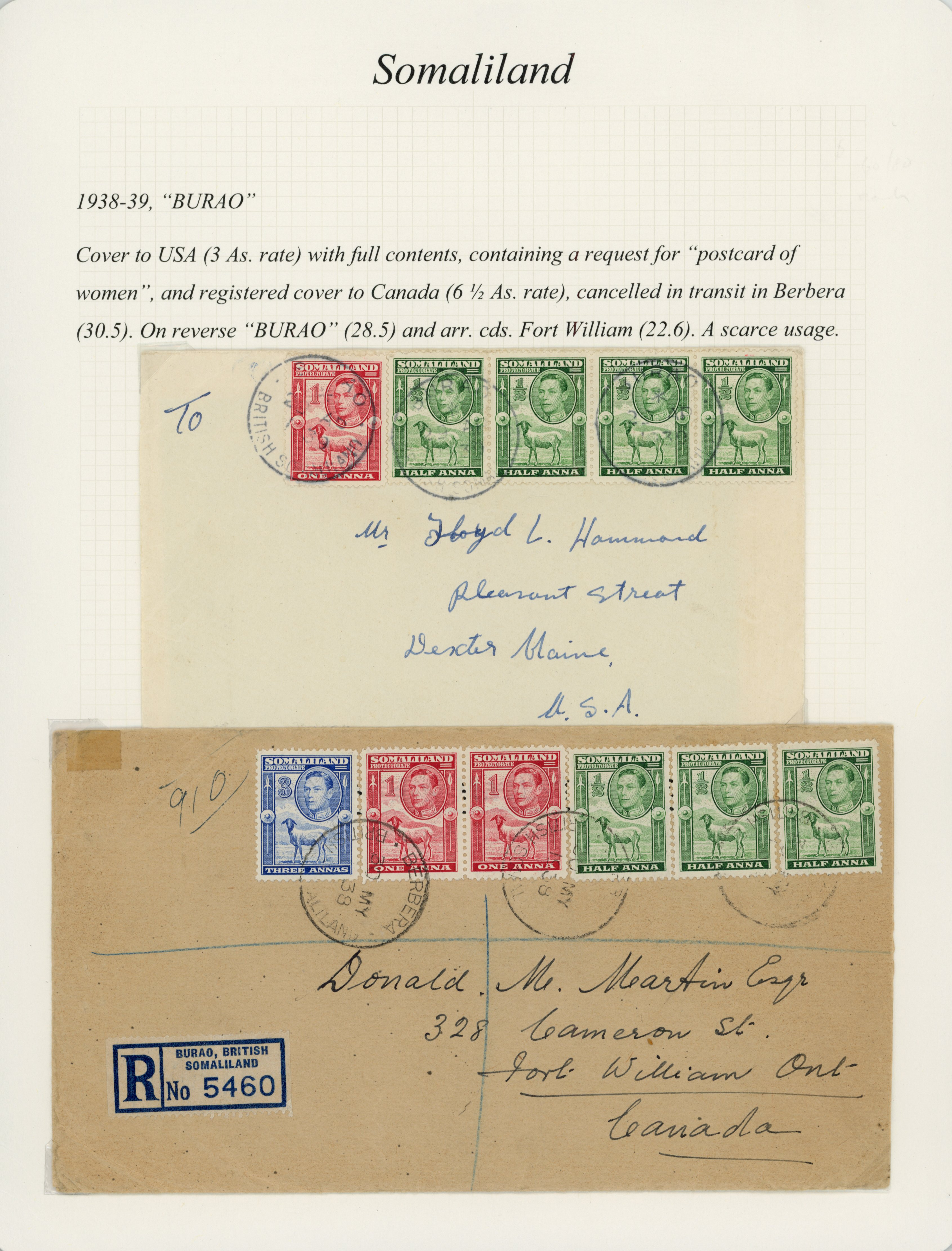 Somaliland 1938-46 covers