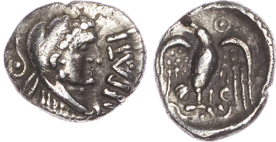 Atrebates and Regini, Epaticcus (c. AD 20-40) AR Unit, ‘Eagle’ type, 1.26g.