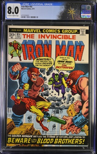 Iron Man #55 CGC 8.0 1st Appearance of Thanos & Drax the Destroyer (Marvel Comics, 1973) Off-White to White Pages