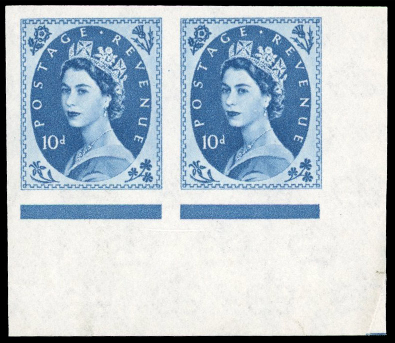 Great Britain 1962 10d prussian blue, Horizontal Pair, BPMA Imprimatur, SG 583